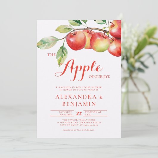 Fall Harvest Apfelzweig Coed Couple Baby Dusche Einladung (Stehend Vorderseite)