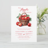 Fall Harvest Apple Basket Coed Couple Baby Dusche Einladung (Stehend Vorderseite)