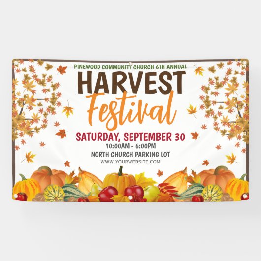 Fall Harvest Festival Banner mit qr Code (Horizontal)