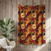 Fall Harvest Floral Pumpkin Fleece Blanket