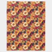 Fall Harvest Floral Pumpkin Fleece Blanket (Vorderseite)