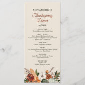 fall harvest floral thanksgiving menu menükarte (Vorderseite)