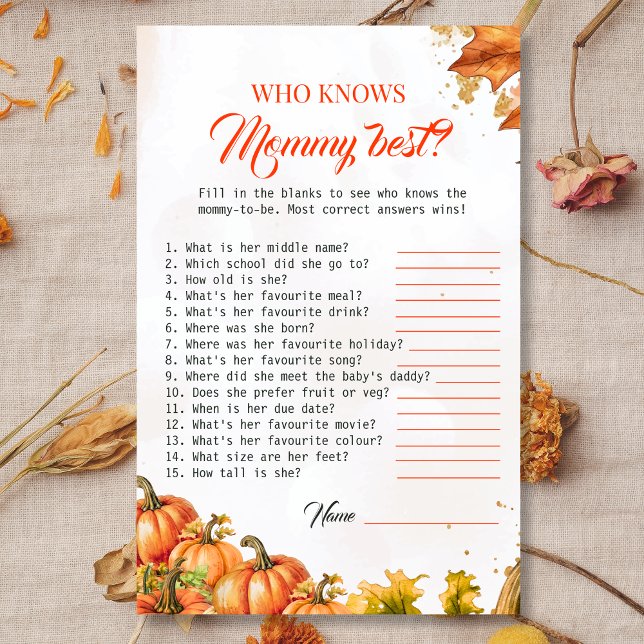 Fall Harvest Mommy Best Baby Shower Game (Von Creator hochgeladen)