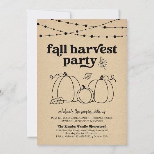 Fall Harvest-Party Einladung (Vorderseite)