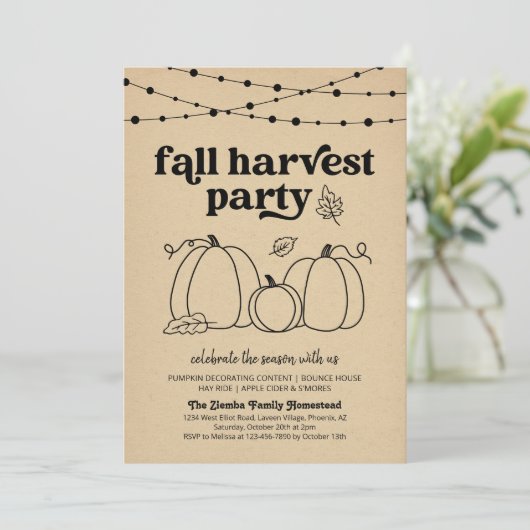 Fall Harvest-Party Einladung (Stehend Vorderseite)