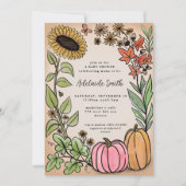 Fall Harvest Pink Pumpkin Baby Dusche Einladung (Vorderseite)