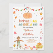 Fall Harvest Pumpkin Birthday Einladung (Vorderseite)