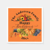 Fall Harvest Pumpkin Trauben Sonnenblumen Erntedan Serviette (Vorderseite)