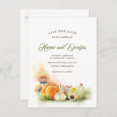 Fall Harvest Pumpkins und Sonnenblumen Save the Da Ankündigungspostkarte (Vorne/Hinten)