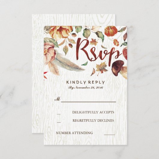 Fall Harvest Rustic Wedding Rsvp (Vorne/Hinten)