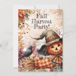 Fall Harvest Scarecrow Pumpkin-Party Einladung