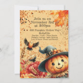 Fall Harvest Scarecrow Pumpkin-Party Einladung (Rückseite)
