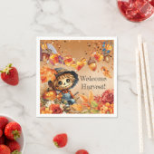 Fall Harvest Scarecrow Pumpkin Party Napkin Serviette (Beispiel)
