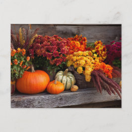 Fall Harvest Tablescape - Autumn Pumpkins Flowers Postkarte