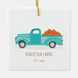 Fall Harvest Vintag Blue Truck Keramikornament
