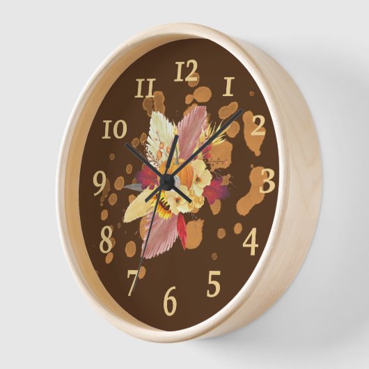 Fall Harvest Wall Clock, 8" runder Acrylic Uhr (Winkel)