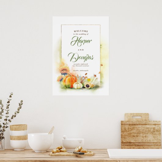 Fall Harvest Wedding Welcome Sign Poster (Küche)