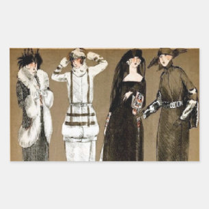 Fall Haute Couture 1920s Abbildung Rechteckiger Aufkleber