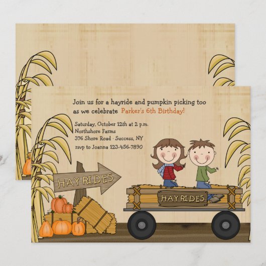 Fall Hayride Party Einladung (Vorne/Hinten)