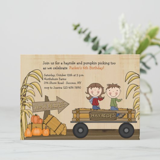 Fall Hayride Party Einladung (Stehend Vorderseite)