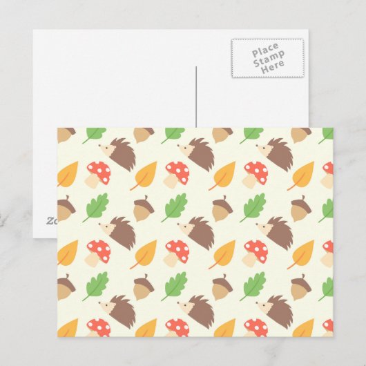 Fall Hedgehog Pattern Postkarte (Vorne/Hinten)