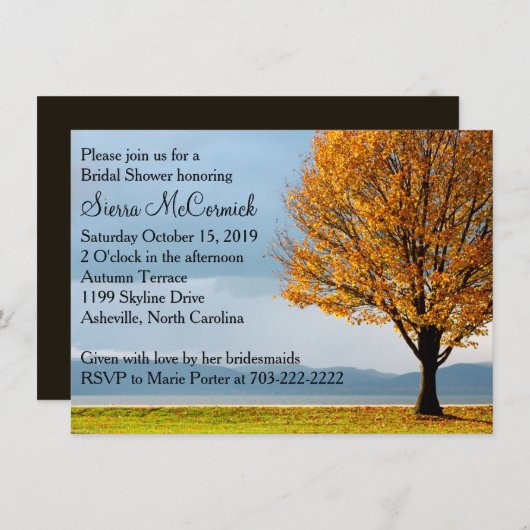 Fall-Herbst-Ahorn-Baum-Brautparty Einladung (Vorne/Hinten)