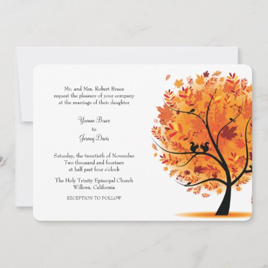 Fall-/Herbst-Baum-Hochzeits-Einladung Einladung (Vorderseite)