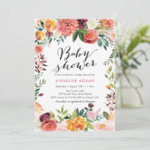 Fall-Herbst-BlumenBabypartyeinladung Einladung (Stehend Vorderseite)