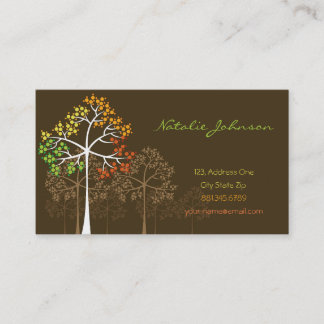 Fall-Herbst-bunte punktierte Baum-moderne Natur Visitenkarte