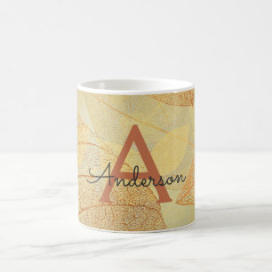 Fall - Herbst-Familien-Monogramm-Blätter Kaffeetasse