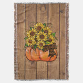 Fall-Herbst-Kürbis mit Sonnenblumen Decke (Vorderseite Vertikal)