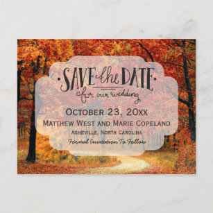 Fall-Herbst verlässt rustikales Wedding Save the Ankündigungspostkarte