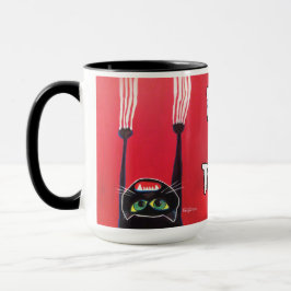"Fall herein dort! "Schwarze Katzen-Tasse Tasse