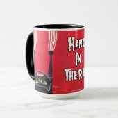 "Fall herein dort! "Schwarze Katzen-Tasse Tasse (Vorderseite Links)