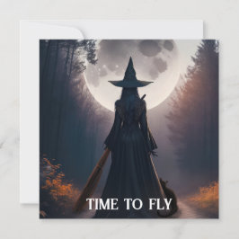 Fall Hexenlandschaft mit Vollmond Black Cat Card