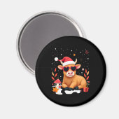 Fall Highland Cow Pumpkin Bow Christmas Girls Kids Magnet (Vorderseite/Rückseite)