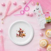 Fall Highland Cow Pumpkin Bow Christmas Girls Kids Pappteller (Party)