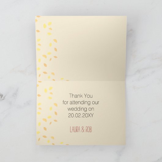 Fall, Hochzeit im Herbst der Bäume Danke (Innenseite)