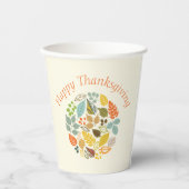Fall Holiday Happy Thanksgiving Farbenfrohe Blätte Pappbecher (Vorderseite)