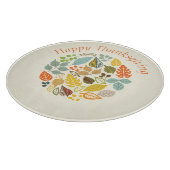 Fall Holiday Happy Thanksgiving Farbenfrohe Blätte Schneidebrett (Ecke)