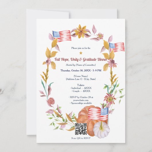 Fall Hope, Unity & Gratitude Dinner Fundraiser Einladung (Vorderseite)
