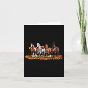 Fall Horse Animal Erntedank Sunflowers Pumpkin Karte