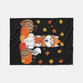 Fall Husky Pumpkins Blätter Herbst Halloween Dank Fleecedecke (Vorderseite (Horizontal))