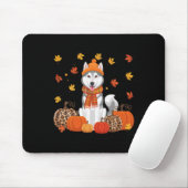Fall Husky Pumpkins Blätter Herbst Halloween Dank Mousepad (Mit Mouse)