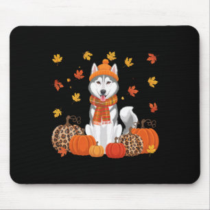 Fall Husky Pumpkins Blätter Herbst Halloween Dank Mousepad