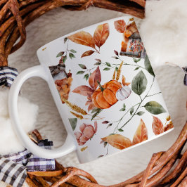 Fall Hütte Bauernhof Erntedank Floral Pumpkin Kaffeetasse