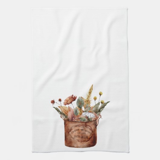 Fall Hütte Kupfer floral botanisch Geschirrtuch (Vertikal)