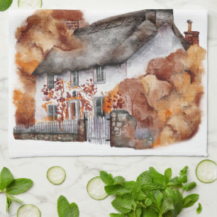 Fall Hütte Orange Brown Zuhause Geschirrtuch