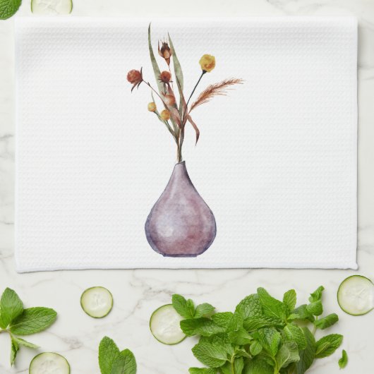 Fall Hütte Pampas Floral Botanisches Küchentuch (Gefaltet)