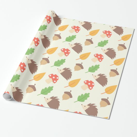 Fall-Igels-Muster Geschenkpapier (Ungerollt)